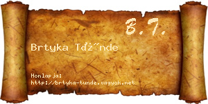 Brtyka Tünde névjegykártya